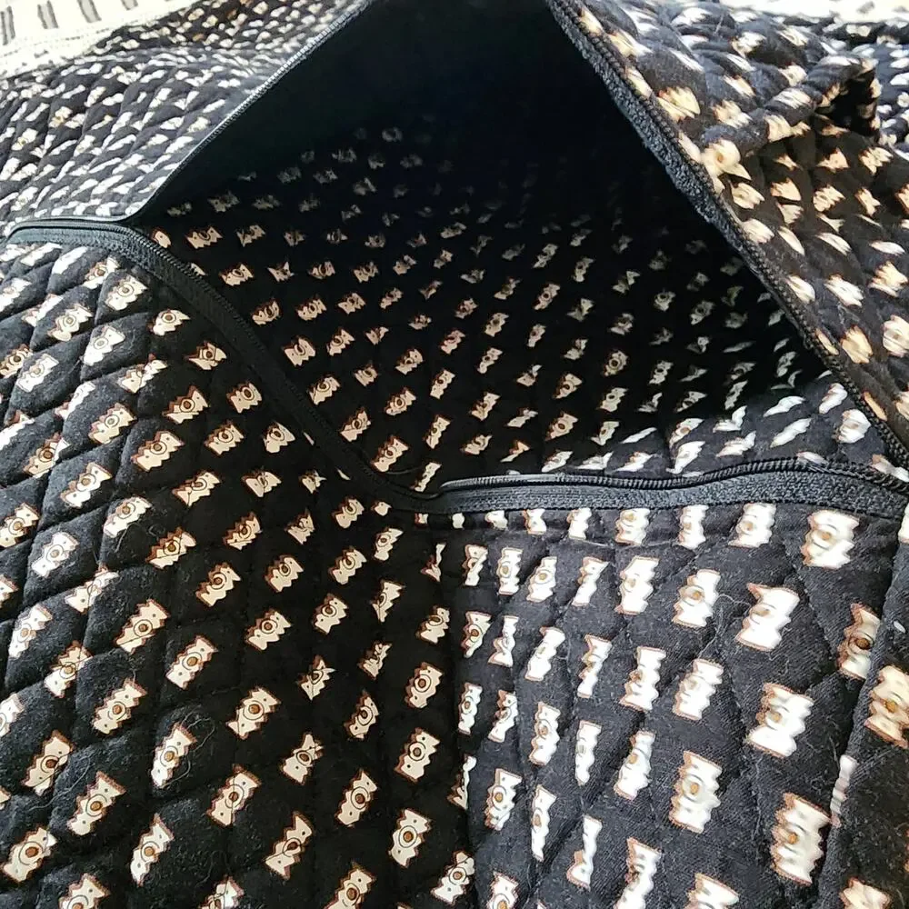 Vintage Vera Bradley Zebra Hanging Garment Bag Black Quilted Dual Handle Retired